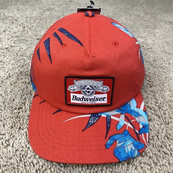Billabong X‎ Budweiser Logo Hat Vacay Snapback Tropical Unisex Red/Blue OSFA Cap - Picture 1 of 10